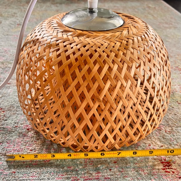 Bamboo Rattan Basket Lamp Light - 11” Diameter, corded pendant - Picture 6 of 12